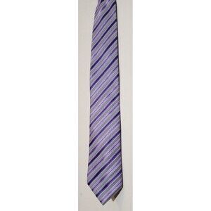 Sean John Purple Silver Striped Print 100% Silk Tie, Very Nice! EUC